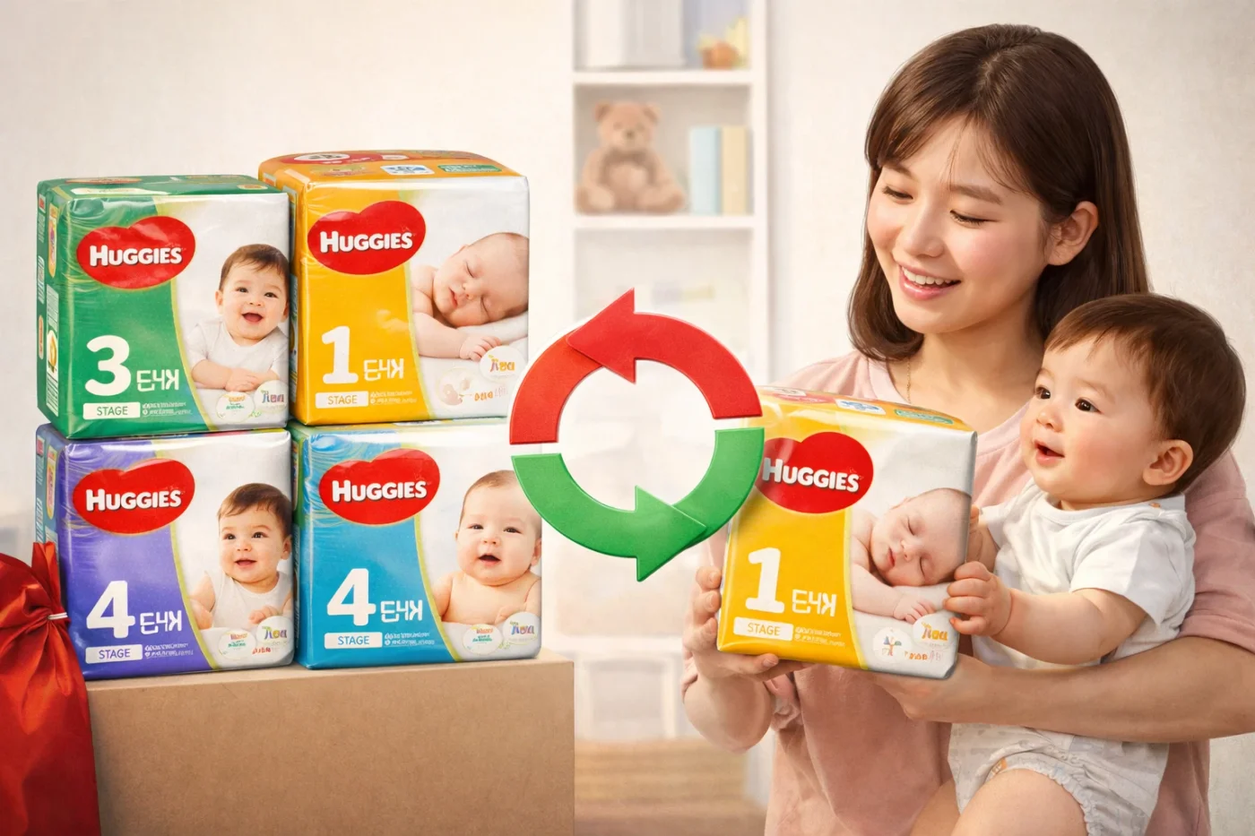 선물받은 하기스 기저귀, 사이즈 맞교환 가능합니다