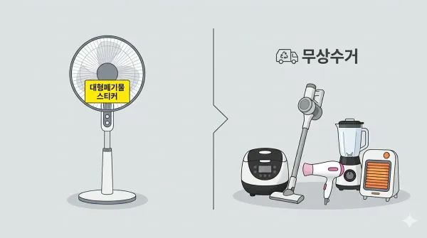 선풍기 버리는법, 한 대는 스티커·다섯 대 모이면 무상으로 가져갑니다