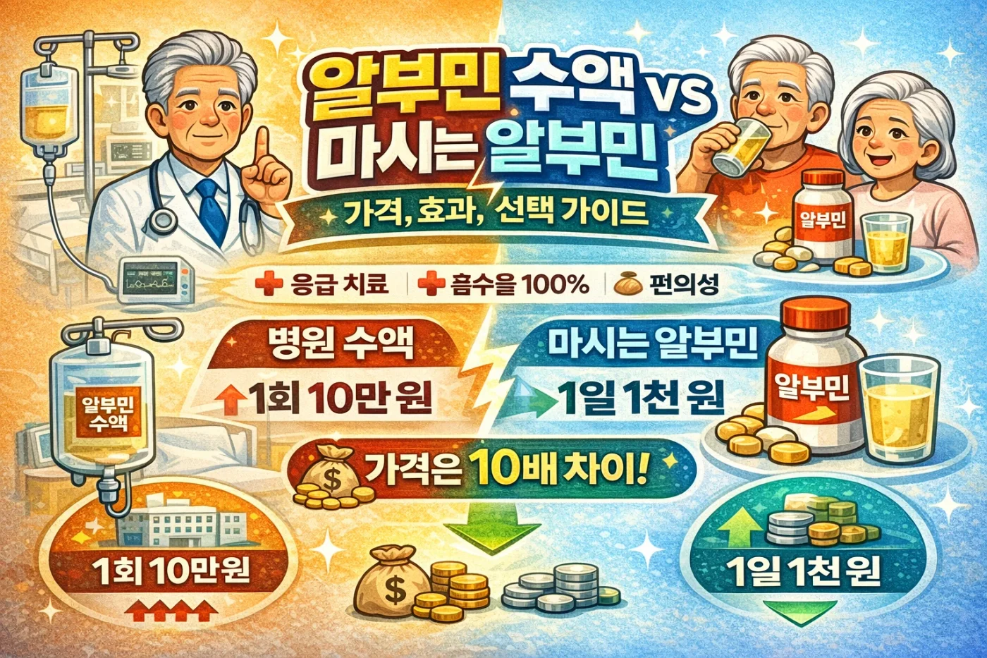 알부민 수액 마시는 알부민 차이 - 가격 10배, 효과는?