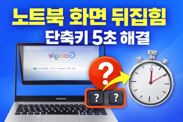 노트북 화면 뒤집힘 단축키 5초 해결 (삼성 포함)